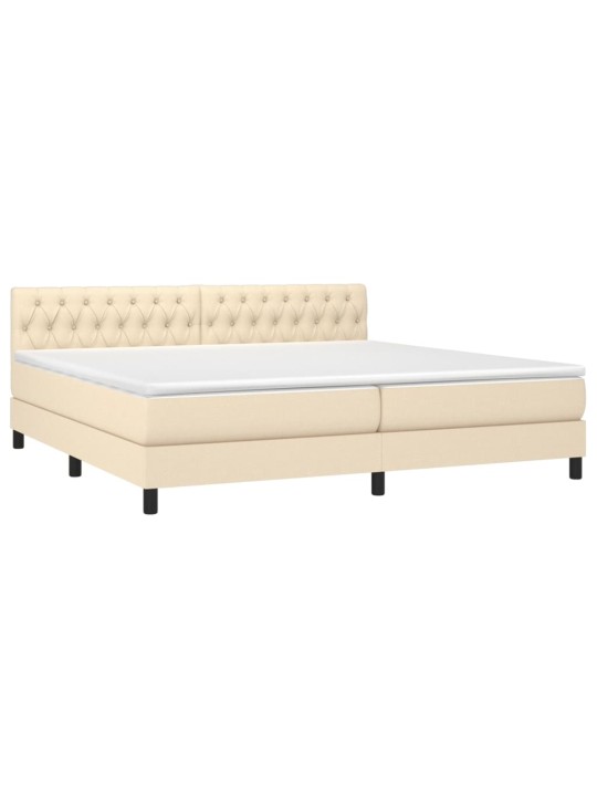 Box spring postel s matrací krémová 200x200 cm textil
