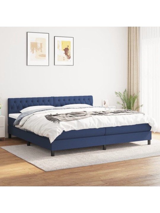 Box spring postel s matrací modrá 200x200 cm textil