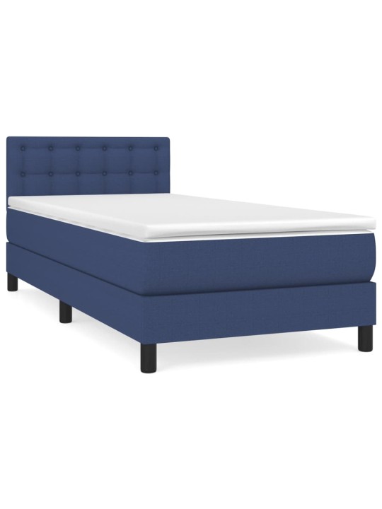 Box spring postel s matrací modrá 90x190 cm textil