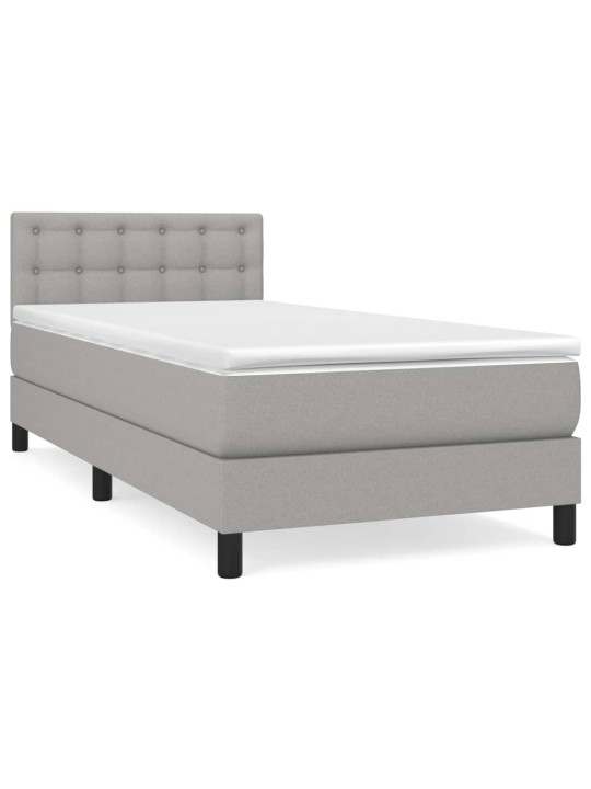 Box spring postel s matrací světle šedá 90x200 cm textil