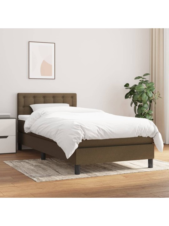 Box spring postel s matrací tmavě hnědá 90x200 cm textil