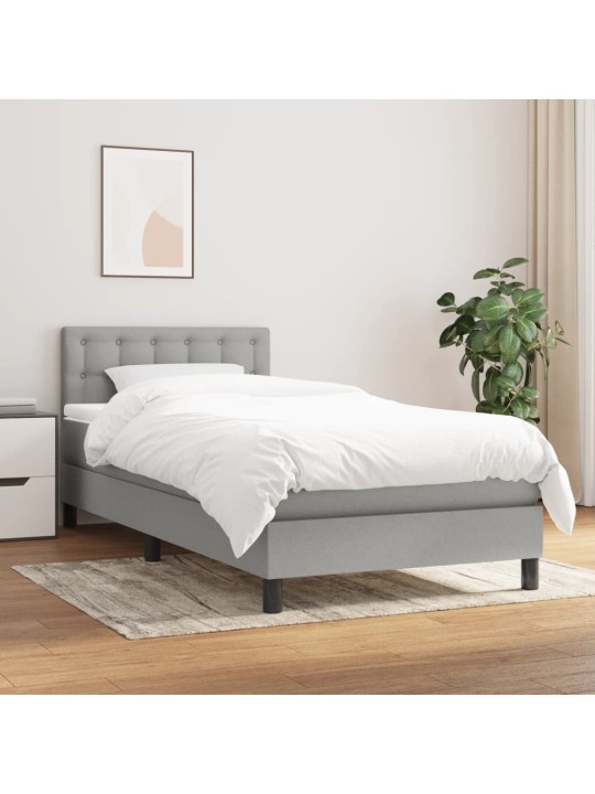 Box spring postel s matrací světle šedý 100 x 200 cm textil