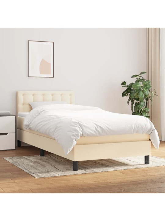 Box spring postel s matrací krémová 100 x 200 cm textil