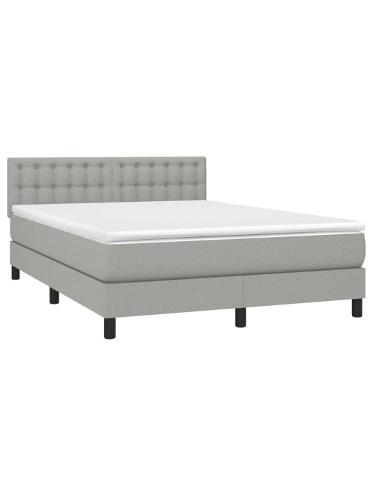 Box spring postel s matrací světle šedá 140 x 190 cm textil