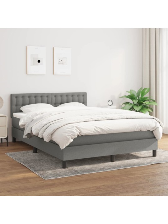 Box spring postel s matrací tmavě šedý 140 x 190 cm textil