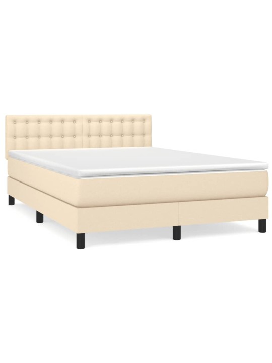 Box spring postel s matrací krémová 140x190 cm textil