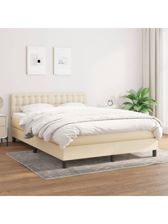 Box spring postel s matrací krémová 140x190 cm textil