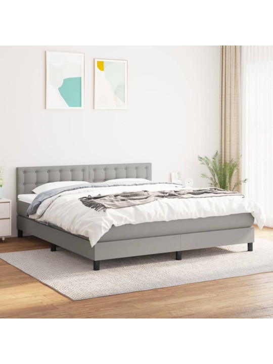 Box spring postel s matrací světle šedá 160 x 200 cm textil