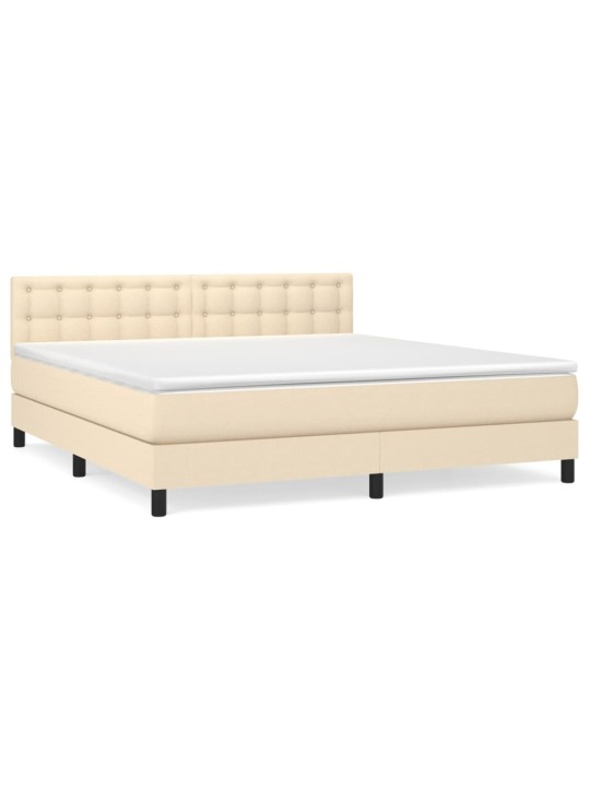 Box spring postel s matrací krémová 160x200 cm textil