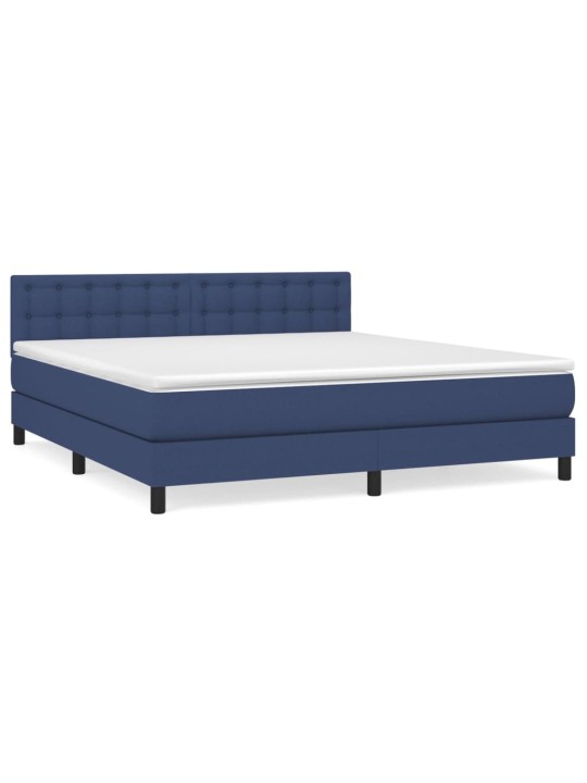 Box spring postel s matrací modrá 160x200 cm textil