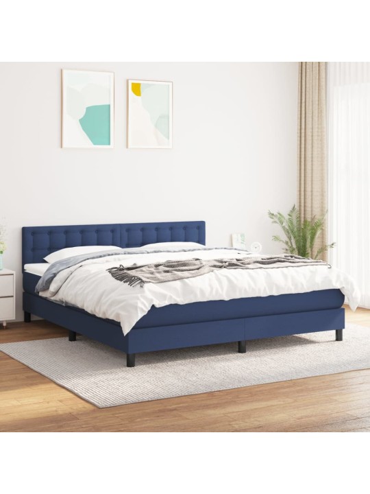 Box spring postel s matrací modrá 160x200 cm textil