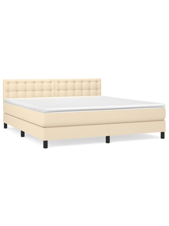 Box spring postel s matrací krémová 180x200 cm textil