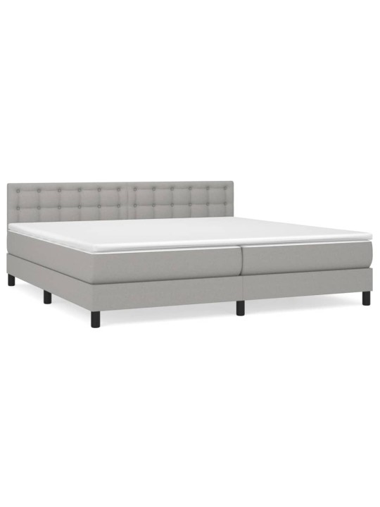 Box spring postel s matrací světle šedá 200 x 200 cm textil