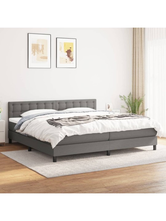 Box spring postel s matrací tmavě šedá 200x200 cm textil