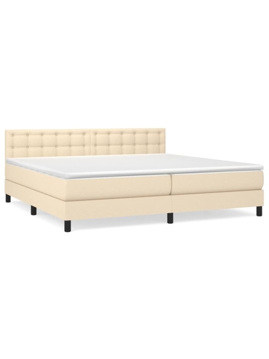 Box spring postel s matrací krémová 200x200 cm textil