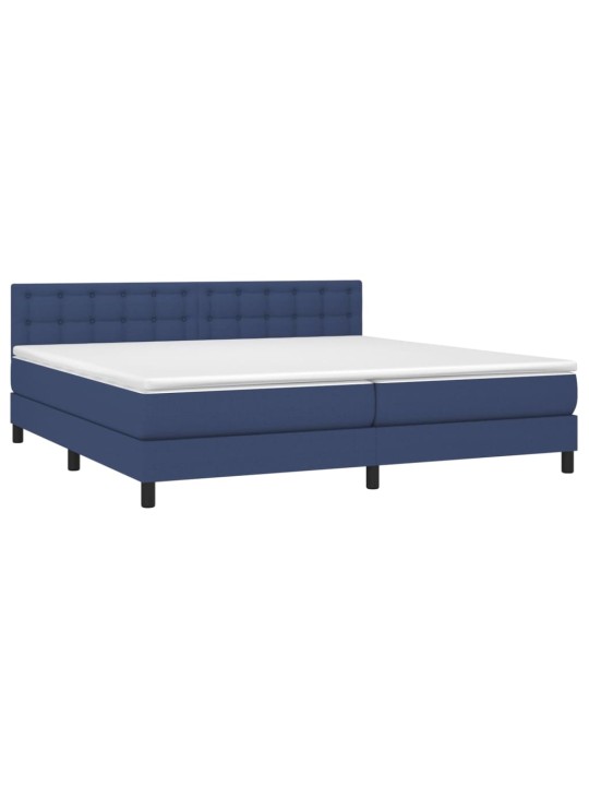 Box spring postel s matrací modrá 200x200 cm textil