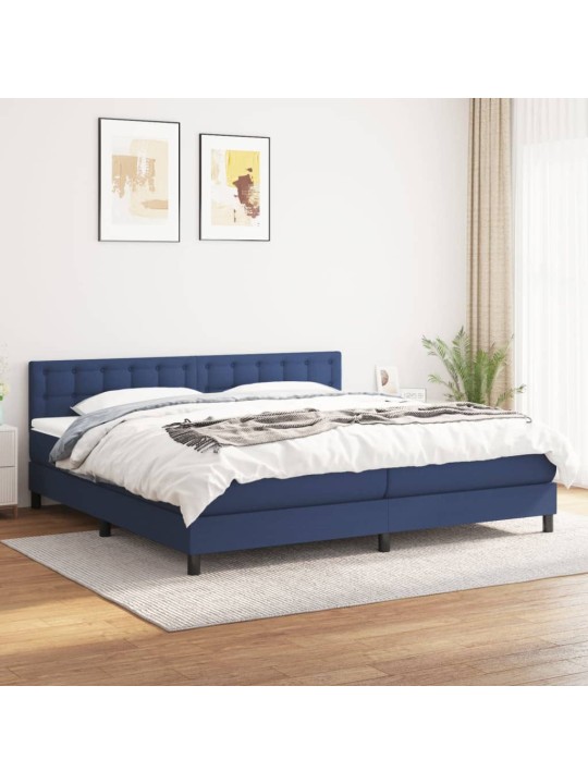 Box spring postel s matrací modrá 200x200 cm textil