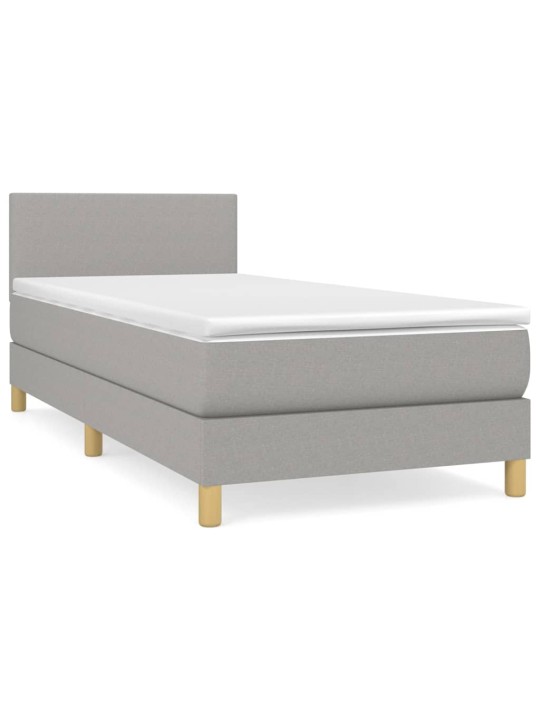 Box spring postel s matrací světle šedá 80 x 200 cm textil
