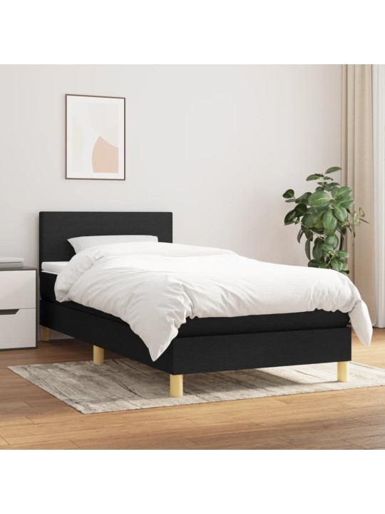Box spring postel s matrací černá 100 x 200 cm textil