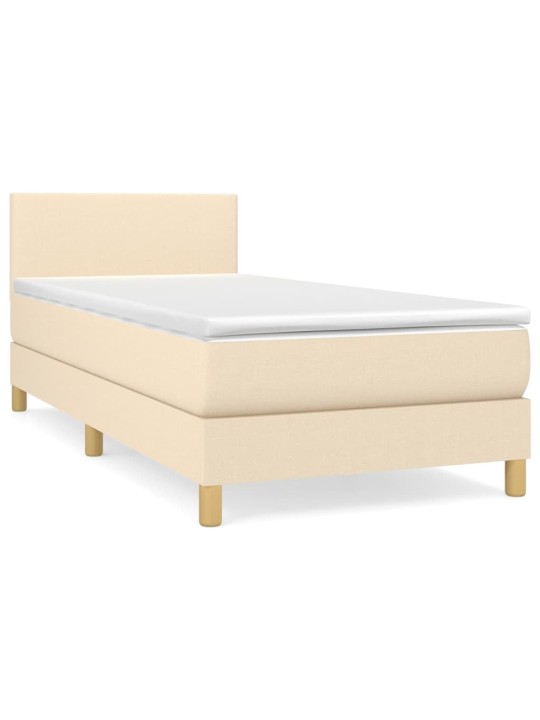 Box spring postel s matrací krémová 100 x 200 cm textil