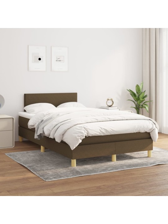 Box spring postel s matrací tmavě hnědá 120x200 cm textil