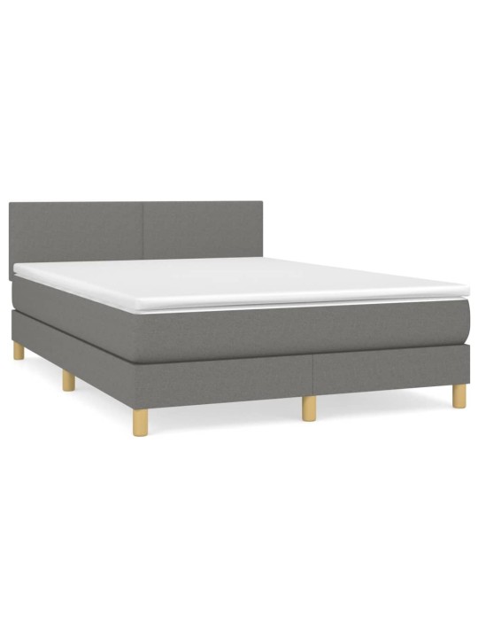 Box spring postel s matrací tmavě šedý 140 x 190 cm textil