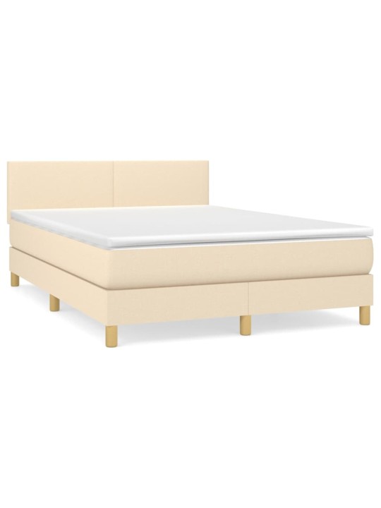 Box spring postel s matrací krémová 140x190 cm textil