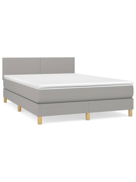 Box spring postel s matrací světle šedá 140 x 200 cm textil