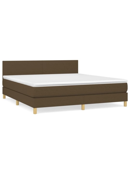 Box spring postel s matrací tmavě hnědá 160x200 cm textil