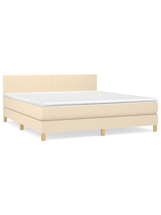 Box spring postel s matrací krémová 160x200 cm textil