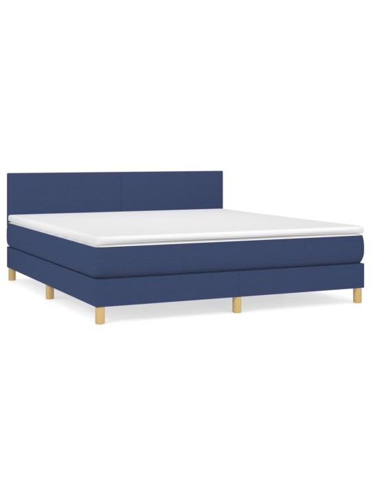 Box spring postel s matrací modrá 160x200 cm textil