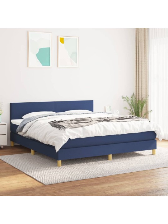 Box spring postel s matrací modrá 160x200 cm textil