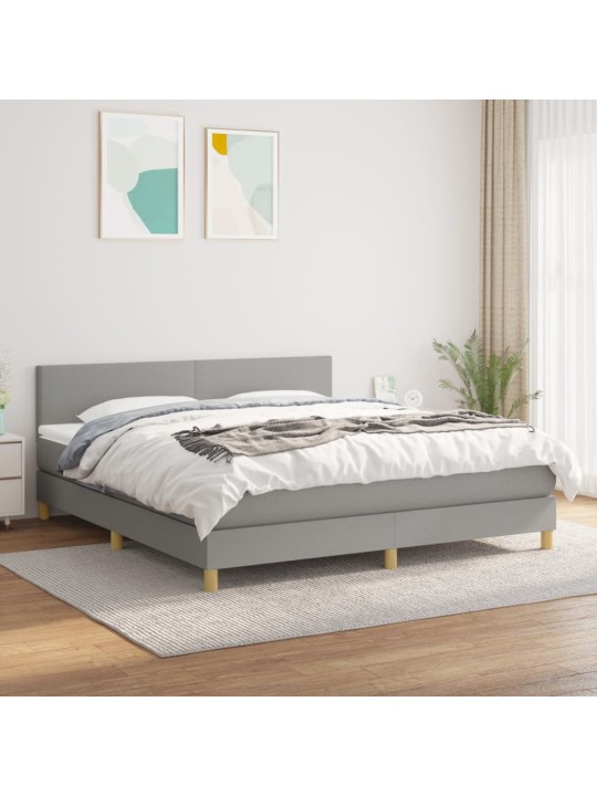 Box spring postel s matrací světle šedá 180 x 200 cm textil