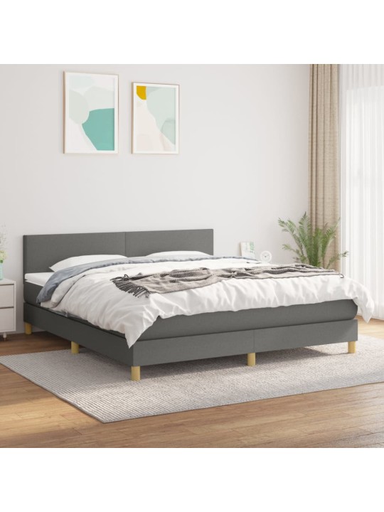 Box spring postel s matrací tmavě šedá 180x200 cm textil