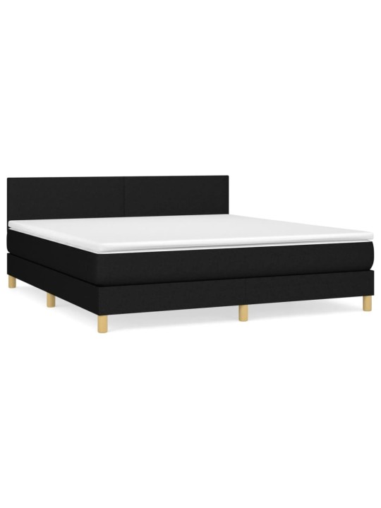 Box spring postel s matrací černá 180x200 cm textil