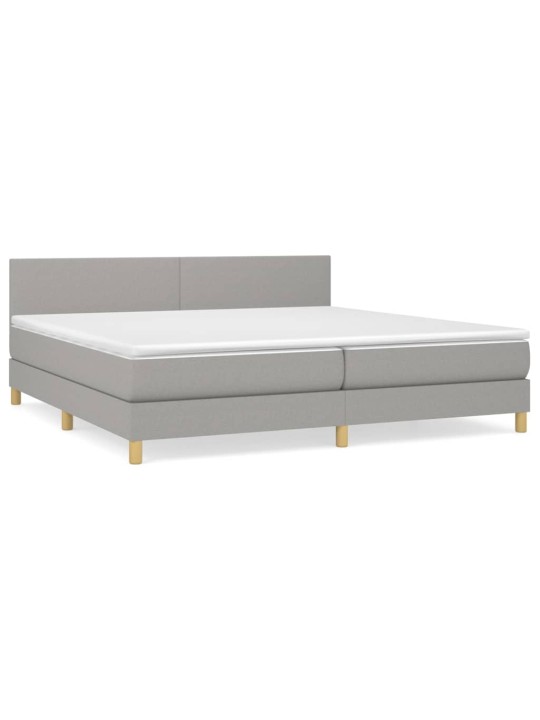 Box spring postel s matrací světle šedá 200 x 200 cm textil