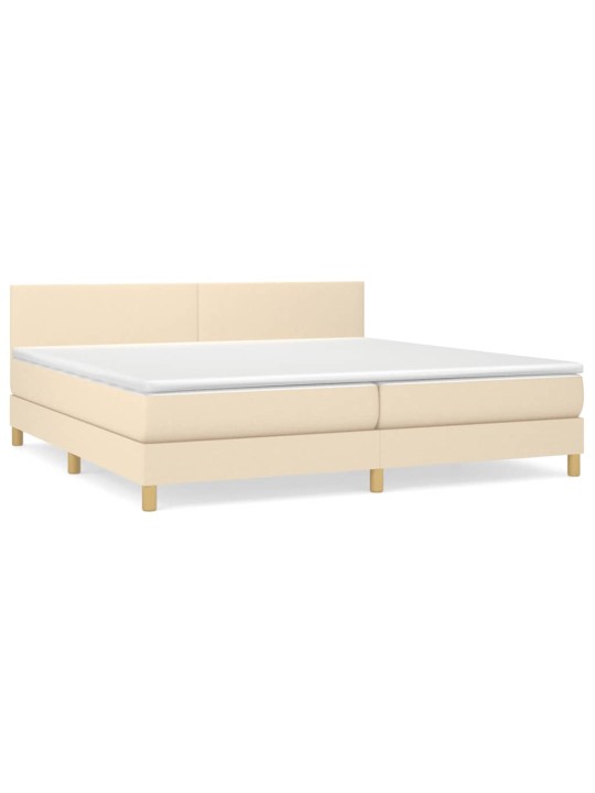 Box spring postel s matrací krémová 200x200 cm textil