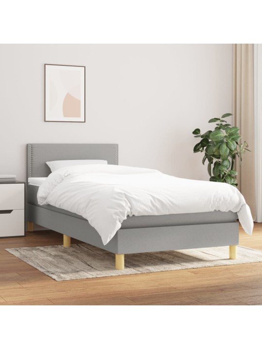 Box spring postel s matrací světle šedá 90x200 cm textil