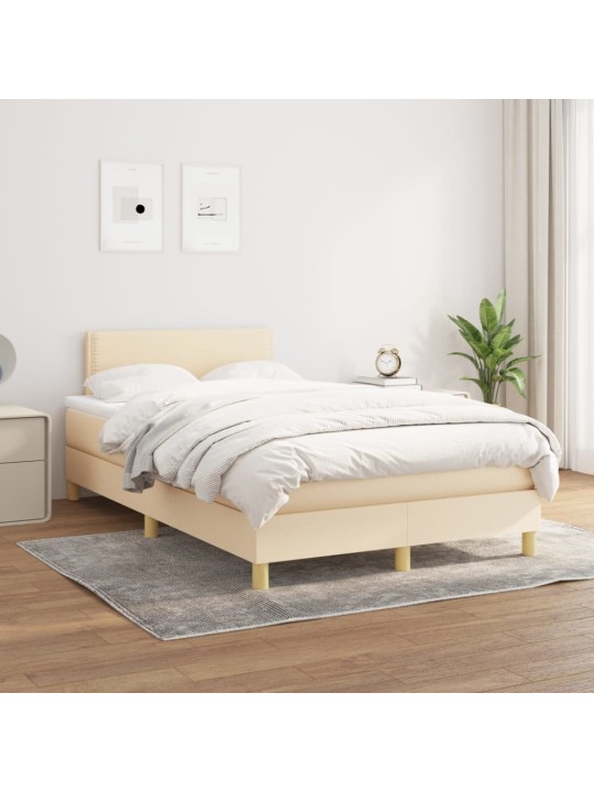 Box spring postel s matrací krémová 120x200 cm textil