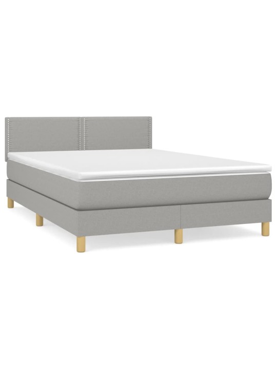 Box spring postel s matrací světle šedá 140 x 190 cm textil