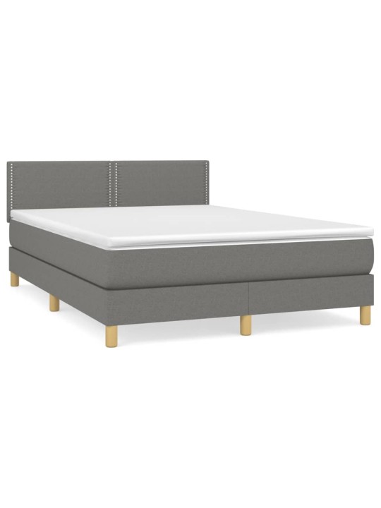 Box spring postel s matrací tmavě šedý 140 x 190 cm textil