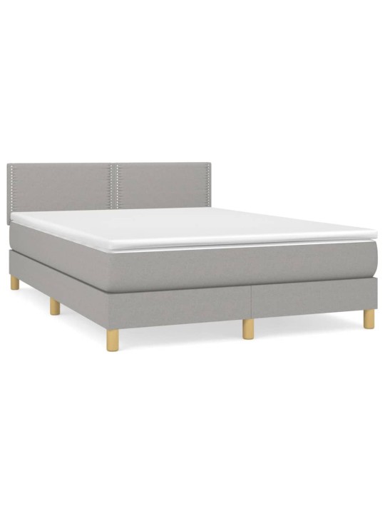 Box spring postel s matrací světle šedá 140 x 200 cm textil