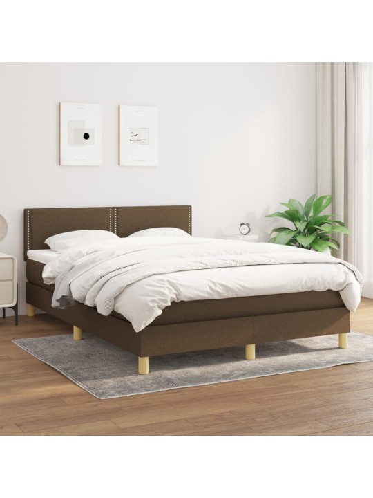 Box spring postel s matrací tmavě hnědá 140x200 cm textil