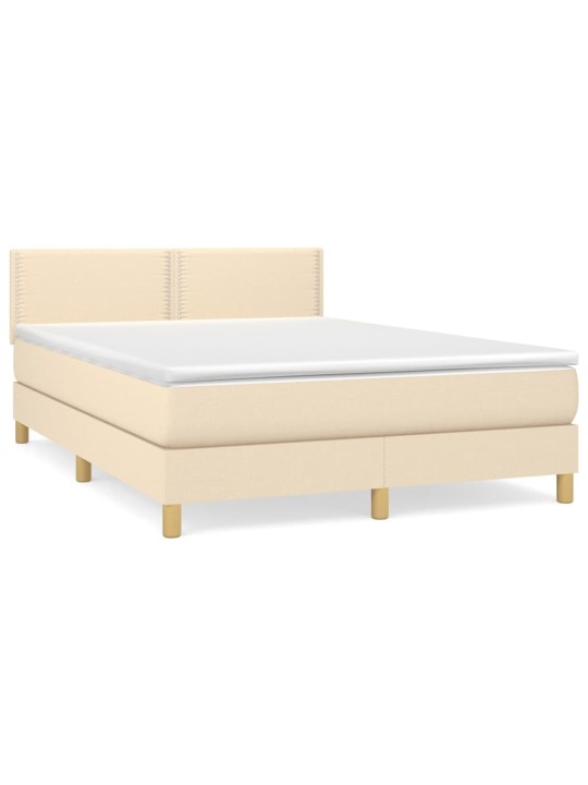 Box spring postel s matrací krémová 140x200 cm textil