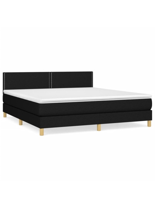 Box spring postel s matrací černá 160x200 cm textil