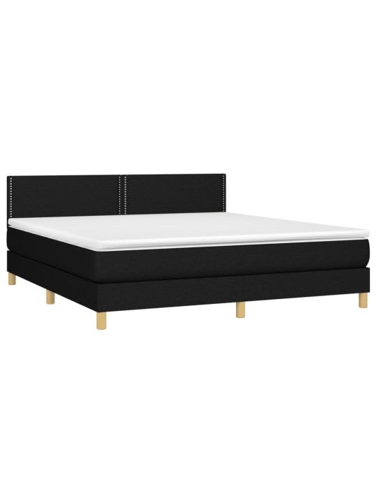 Box spring postel s matrací černá 160x200 cm textil