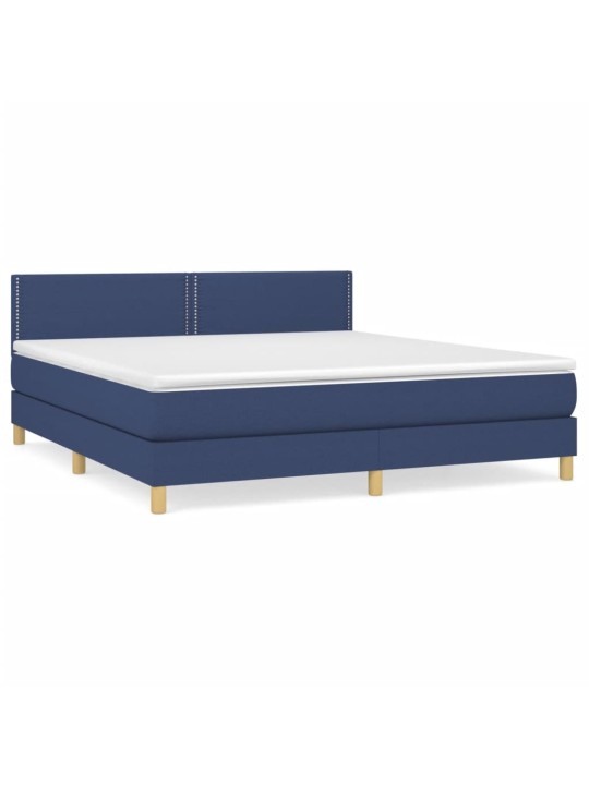 Box spring postel s matrací modrá 160x200 cm textil