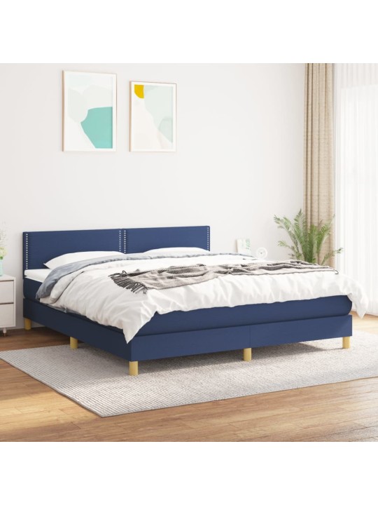Box spring postel s matrací modrá 160x200 cm textil