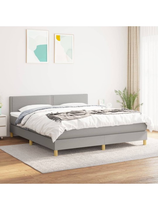 Box spring postel s matrací světle šedá 180 x 200 cm textil