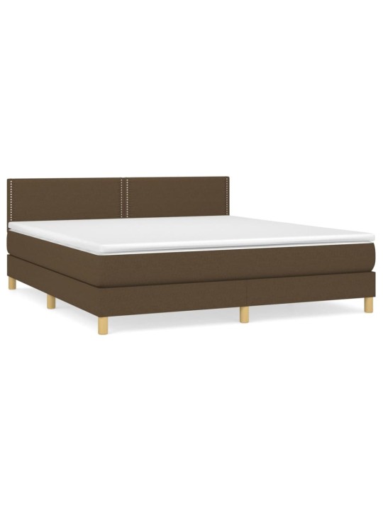 Box spring postel s matrací tmavě hnědá 180x200 cm textil